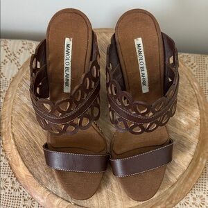 Manolo Blahnik Dark Brown Cutout Heels size 36.5 Rare find